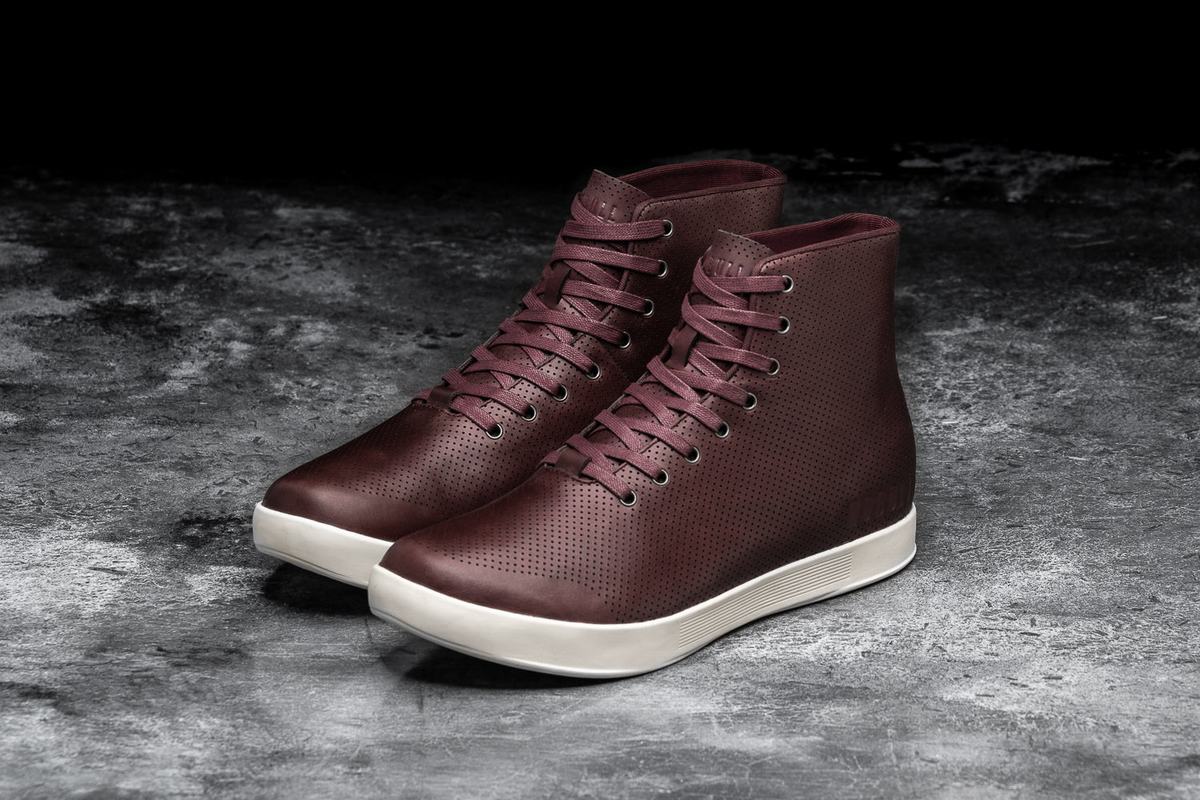 Nobull High-Top Leather Men's Trainers Burgundy | Australia (UY1496)